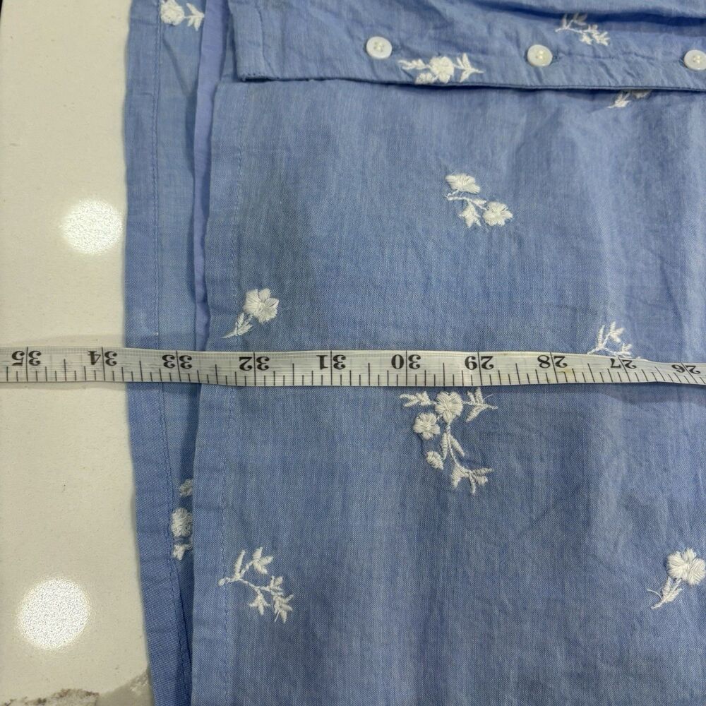 Sezane Dress Size Small (36) Blue Mini Floral Dainty Button Front Short Sleeve - Picture 4 of 7
